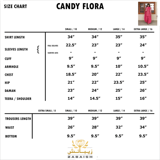 CANDY FLORA | 3Pc Stitched Embroidered Outfit