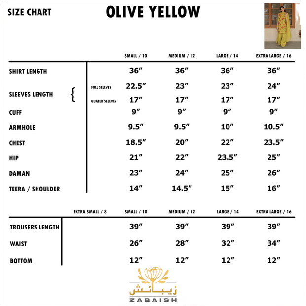 OLIVE YELLOW | 3PC Stitched Embroidered Outfit