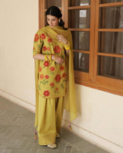 OLIVE YELLOW | 3PC Stitched Embroidered Outfit