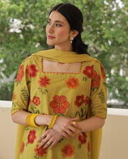 OLIVE YELLOW | 3PC Stitched Embroidered Outfit
